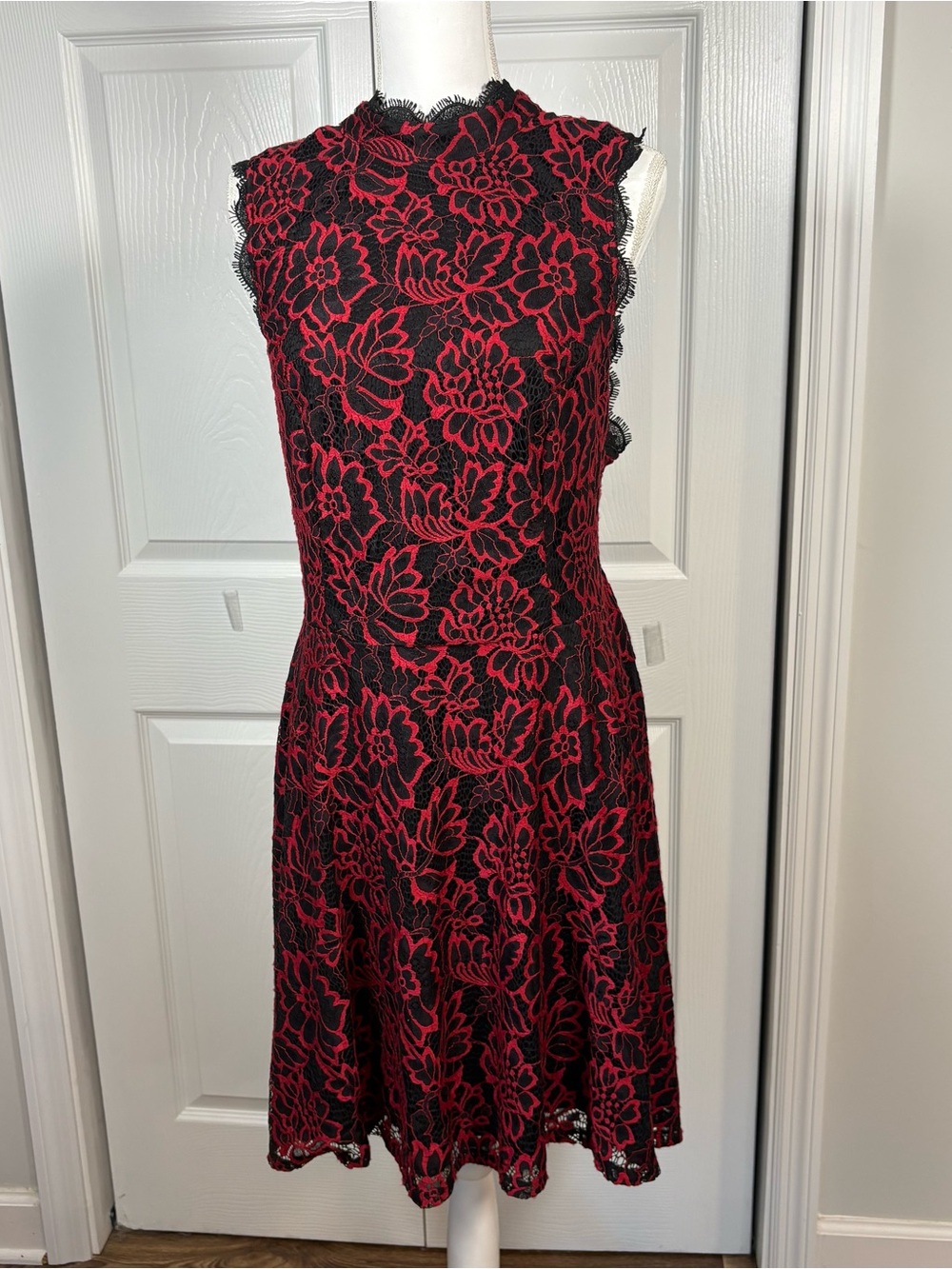 City Studio 18W Red Black Lace Dress Dark Romantic Feminine Cocktail
